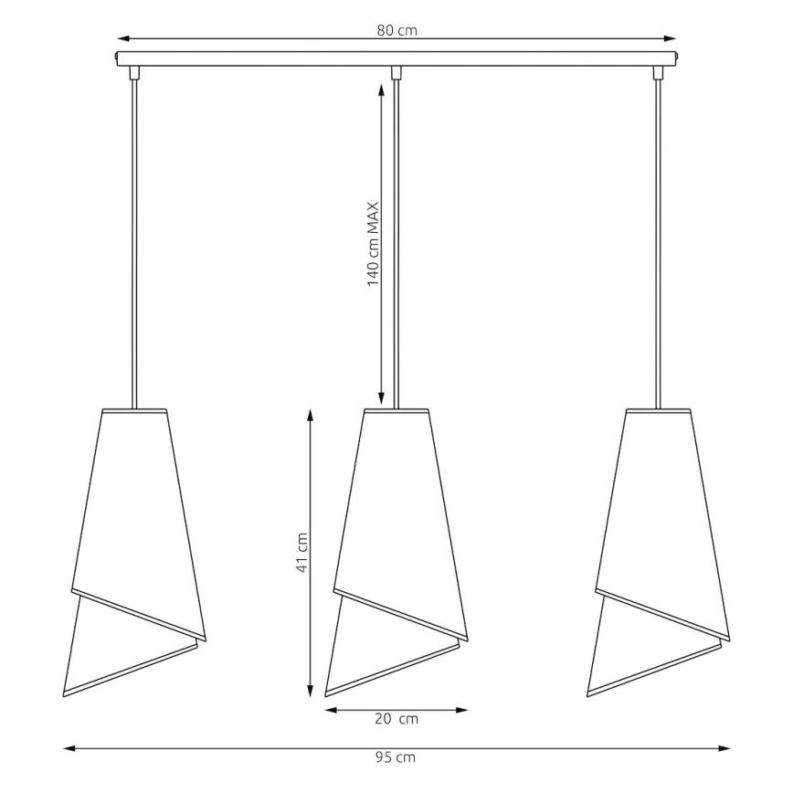 Hanglamp aan kabel MODA 3xE27/15W/230V wit/goud