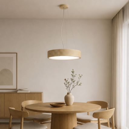 Hanglamp aan kabel NATURAL MODERN 3xE27/15W/230V Ø 47,5 cm grenen
