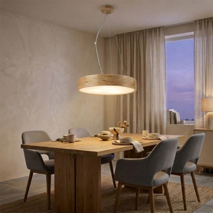 Hanglamp aan kabel NATURAL MODERN 3xE27/15W/230V Ø 47,5 cm grenen