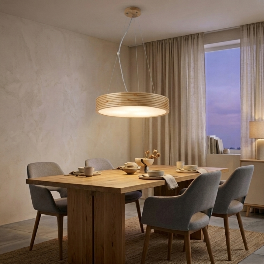Hanglamp aan kabel NATURAL MODERN 3xE27/15W/230V Ø 47,5 cm grenen