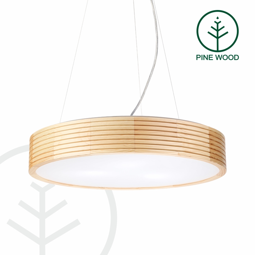 Hanglamp aan kabel NATURAL MODERN 3xE27/15W/230V Ø 47,5 cm grenen