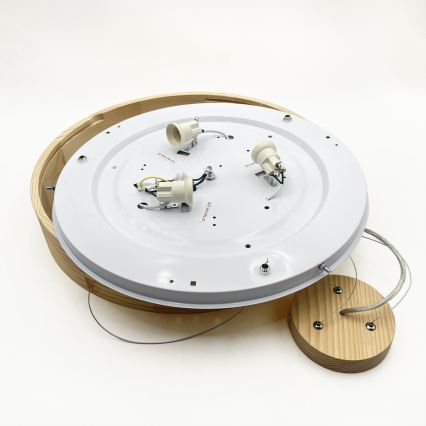 Hanglamp aan kabel NATURAL MODERN 3xE27/15W/230V Ø 47,5 cm grenen