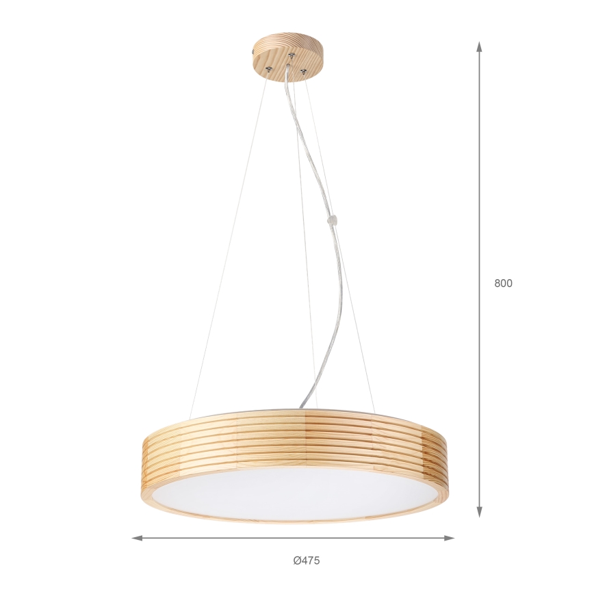 Hanglamp aan kabel NATURAL MODERN 3xE27/15W/230V Ø 47,5 cm grenen
