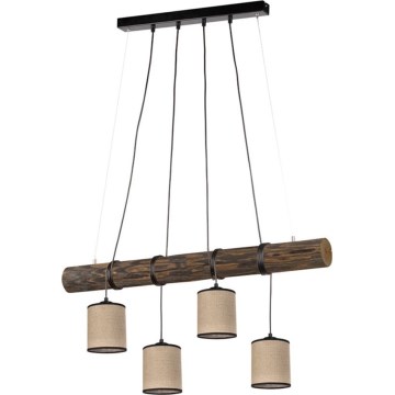 Hanglamp aan kabel NEGRO 4xE27/25W/230V dennenhout