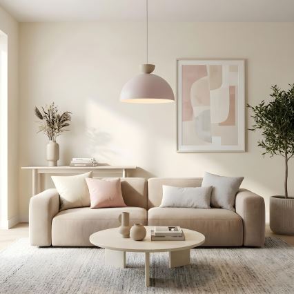 Hanglamp aan kabel NEVIS 1xE27/15W/230V Ø 50 cm crème
