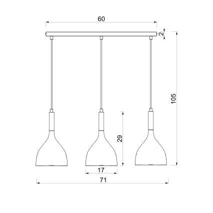 Hanglamp aan kabel NOAK 3xE27/15W/230V bordeaux