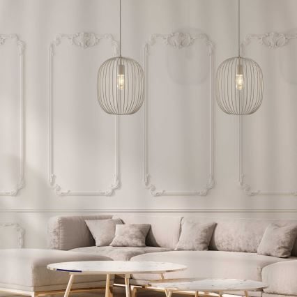 Hanglamp aan kabel OVELLA 1xE27/15W/230V Ø 34 cm crème