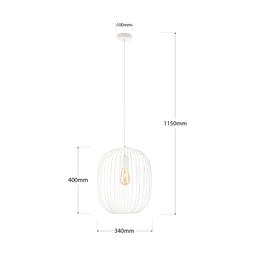 Hanglamp aan kabel OVELLA 1xE27/15W/230V Ø 34 cm crème