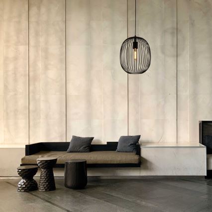 Hanglamp aan kabel OVELLA 1xE27/15W/230V Ø 34 cm zwart