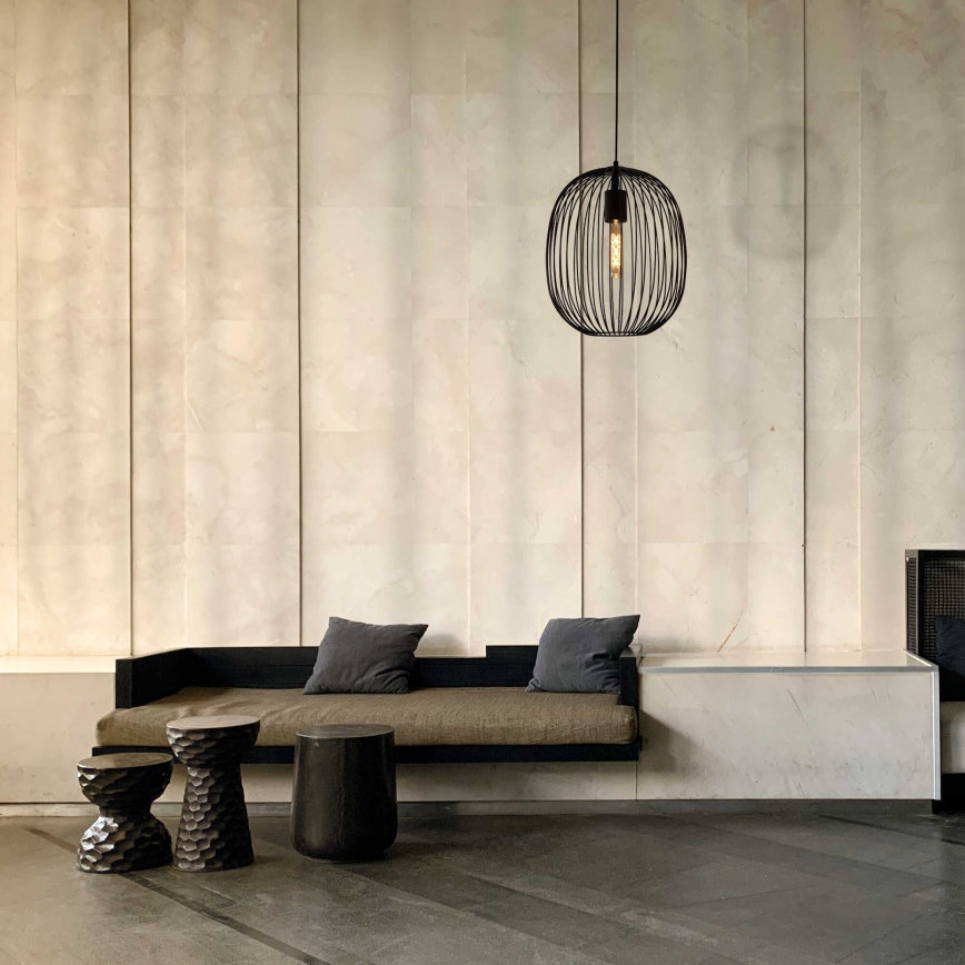 Hanglamp aan kabel OVELLA 1xE27/15W/230V Ø 34 cm zwart