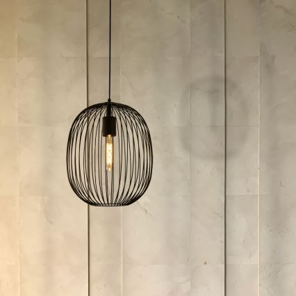 Hanglamp aan kabel OVELLA 1xE27/15W/230V Ø 34 cm zwart
