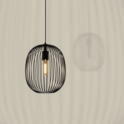 Hanglamp aan kabel OVELLA 1xE27/15W/230V Ø 34 cm zwart