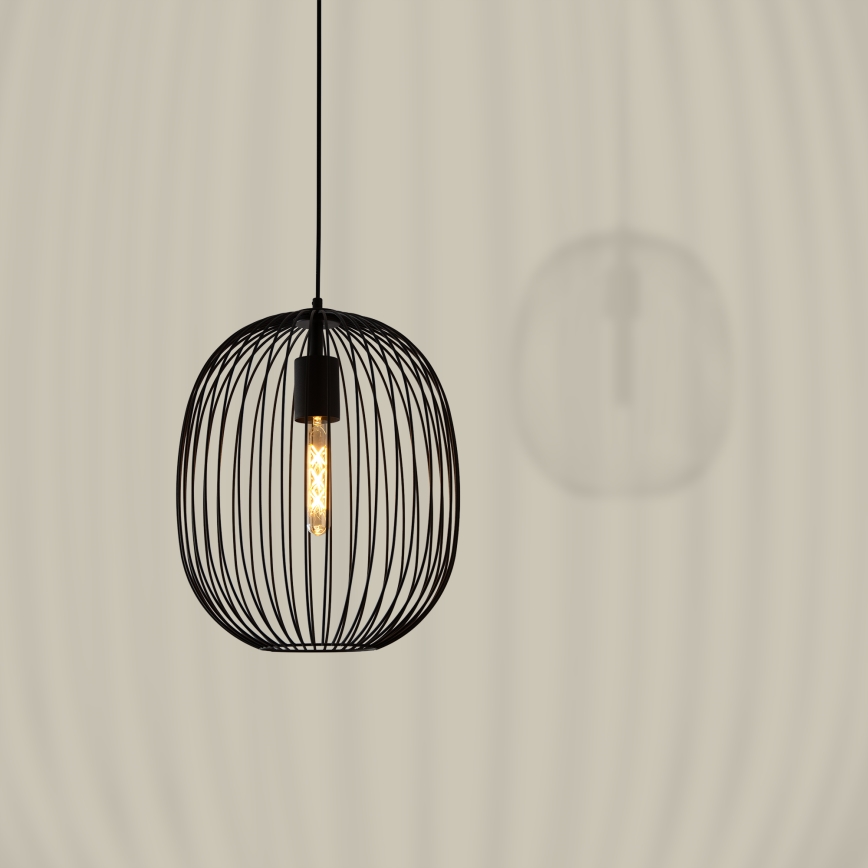 Hanglamp aan kabel OVELLA 1xE27/15W/230V Ø 34 cm zwart