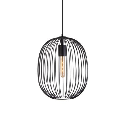 Hanglamp aan kabel OVELLA 1xE27/15W/230V Ø 34 cm zwart
