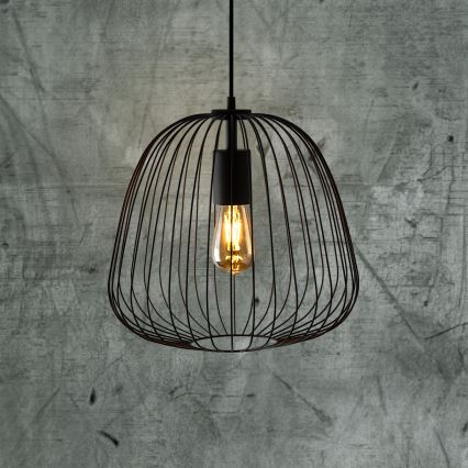 Hanglamp aan kabel OVELLA 1xE27/15W/230V Ø 36 cm zwart