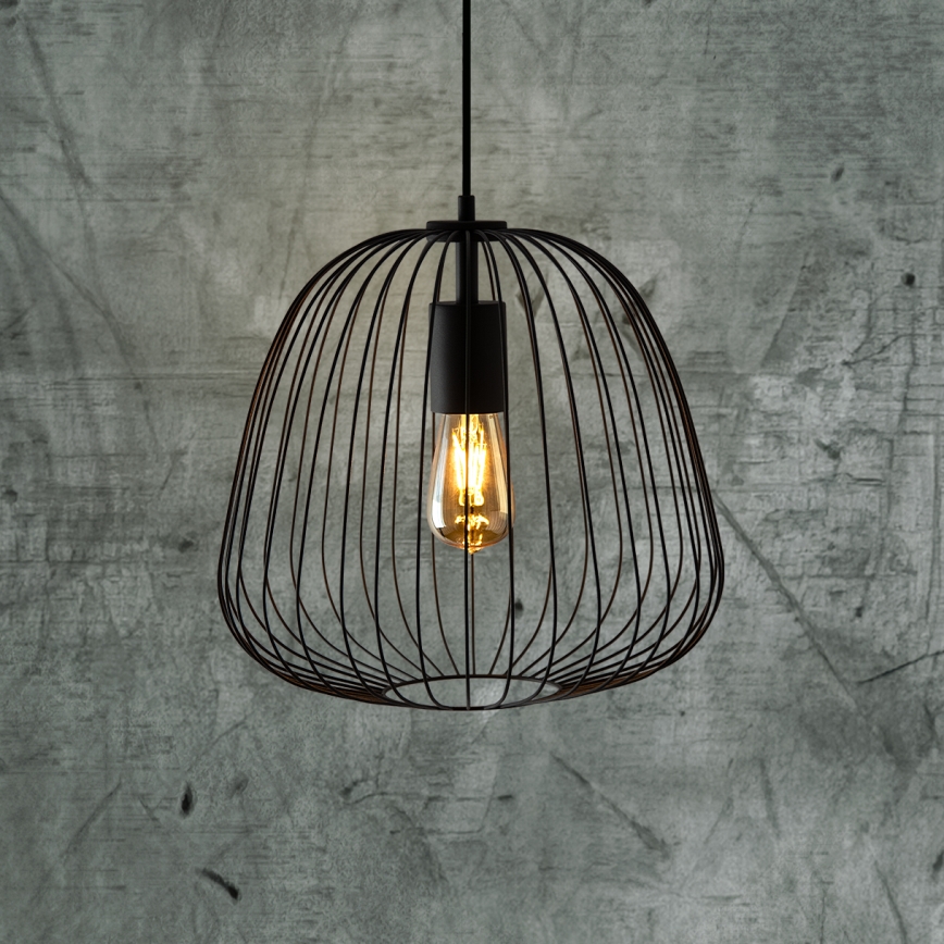 Hanglamp aan kabel OVELLA 1xE27/15W/230V Ø 36 cm zwart