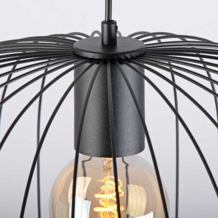 Hanglamp aan kabel OVELLA 1xE27/15W/230V Ø 46 cm zwart