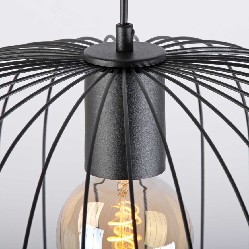 Hanglamp aan kabel OVELLA 1xE27/15W/230V Ø 46 cm zwart