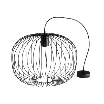 Hanglamp aan kabel OVELLA 1xE27/15W/230V Ø 46 cm zwart