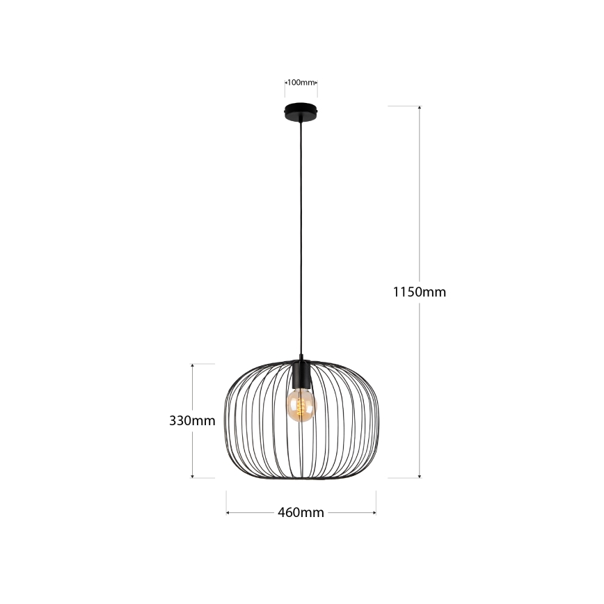 Hanglamp aan kabel OVELLA 1xE27/15W/230V Ø 46 cm zwart