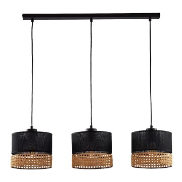 Hanglamp aan kabel PAGLIA 3xE27/60W/230V 60 cm rotan