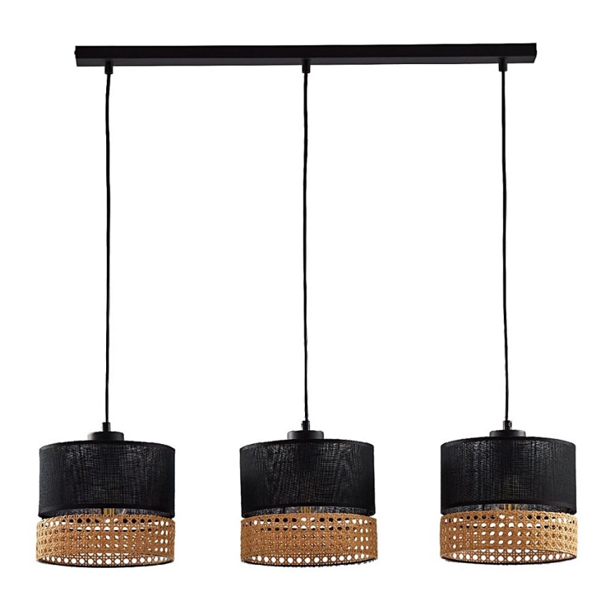 Hanglamp aan kabel PAGLIA 3xE27/60W/230V 60 cm rotan