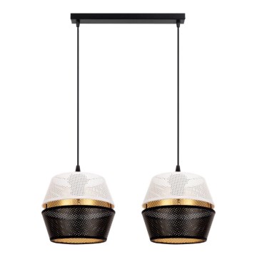 Hanglamp aan kabel PARIS 2xE27/60W/230V wit/zwart/goud