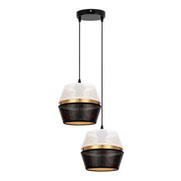 Hanglamp aan kabel PARIS 2xE27/60W/230V wit/zwart/goud