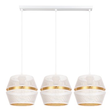 Hanglamp aan kabel PARIS 3xE27/60W/230V wit/goud