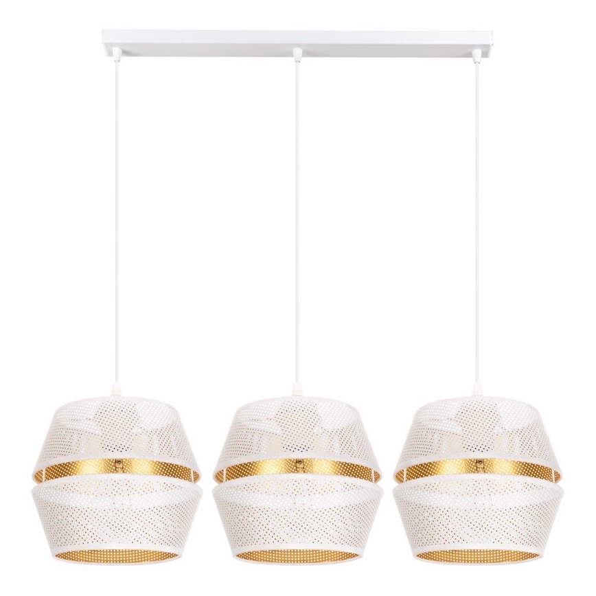 Hanglamp aan kabel PARIS 3xE27/60W/230V wit/goud