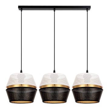 Hanglamp aan kabel PARIS 3xE27/60W/230V wit/zwart/goud