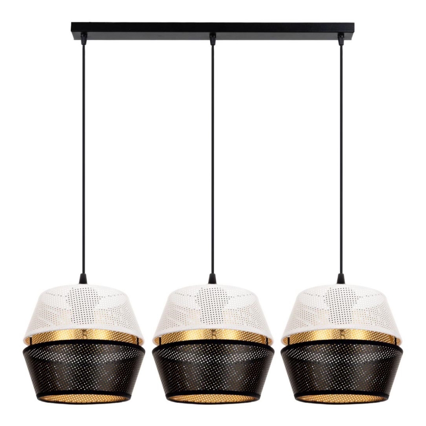 Hanglamp aan kabel PARIS 3xE27/60W/230V wit/zwart/goud