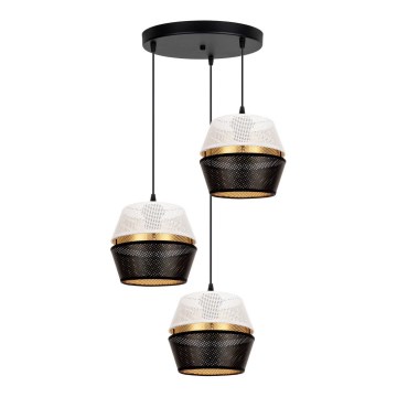 Hanglamp aan kabel PARIS 3xE27/60W/230V Ø 45 cm wit/zwart/goud