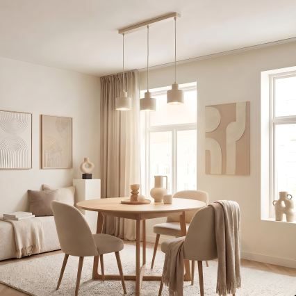Hanglamp aan kabel PARKLA 3xE27/15W/230V beige