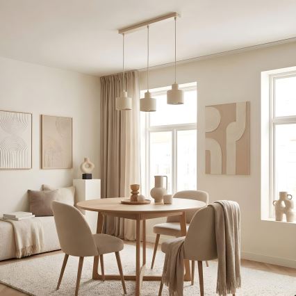 Hanglamp aan kabel PARKLA 3xE27/15W/230V beige