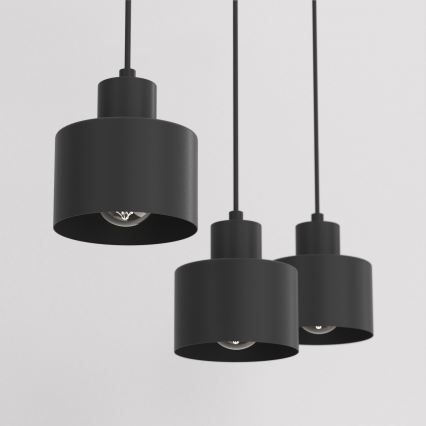 Hanglamp aan kabel PARKLA 3xE27/15W/230V zwart
