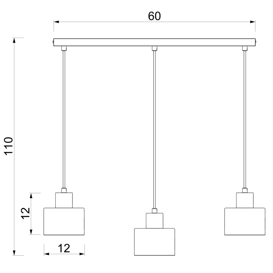 Hanglamp aan kabel PARKLA 3xE27/15W/230V zwart