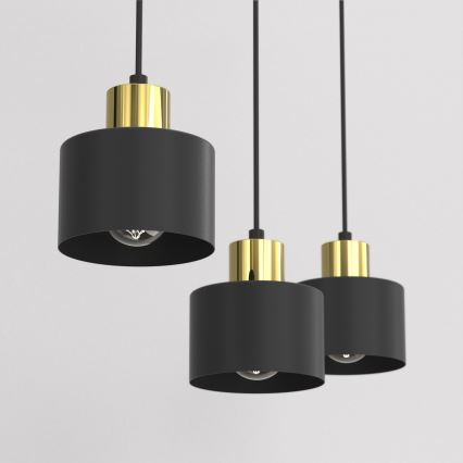 Hanglamp aan kabel PARKLA 3xE27/15W/230V zwart
