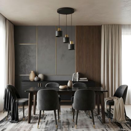 Hanglamp aan kabel PARKLA 3xE27/15W/230V zwart