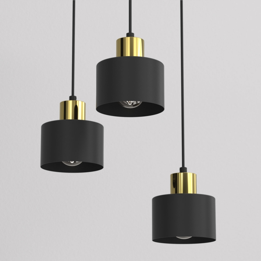 Hanglamp aan kabel PARKLA 3xE27/15W/230V zwart