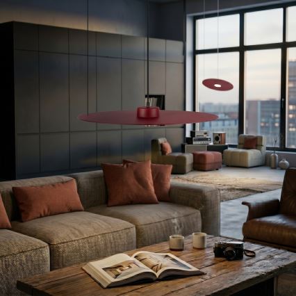 Hanglamp aan kabel PIATTO 1xGX53/15W/230V Ø 55 cm wijnrood