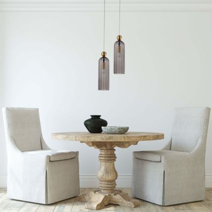 Hanglamp aan kabel PIEGA 1xE14/40W/230V messing/rookzwart