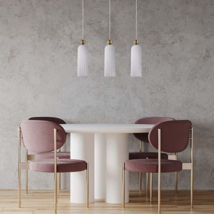 Hanglamp aan kabel PIEGA 3xE14/40W/230V messing/wit