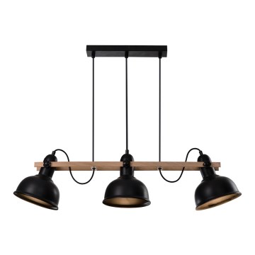 Hanglamp aan kabel RENO 3xE27/40W/230V zwart/bruin
