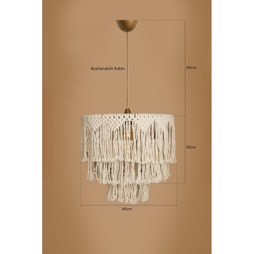 Hanglamp aan kabel RIMINI 1xE27/40W/230V crèmekleurig