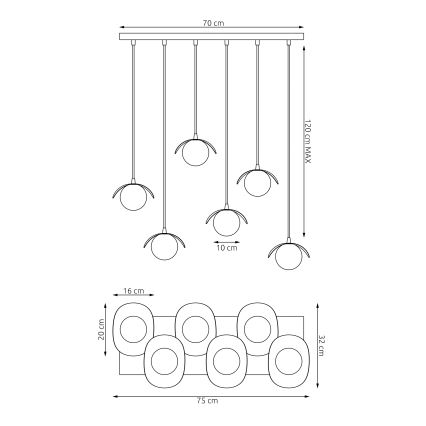 Hanglamp aan kabel RITUAL 6xG9/8W/230V zwart