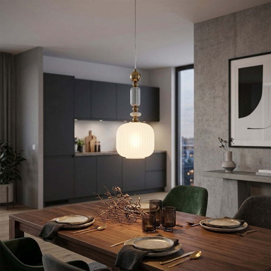 Hanglamp aan kabel ROYAL 1xE27/15W/230V goud/wit