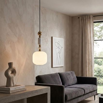 Hanglamp aan kabel ROYAL 1xE27/15W/230V goud/wit