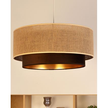 Hanglamp aan kabel SARTA 1xE27/60W/230V Ø 45 cm bruin/jute