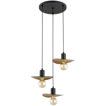 Hanglamp aan kabel SAVANA 3xE27/15W/230V zwart/goud